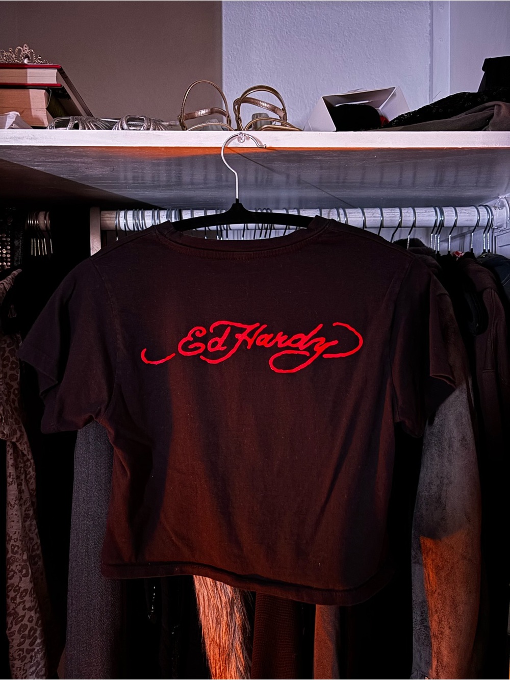 Ed Hardy Black Tee with Red and Yellow Tiger Graphic - Picture 2 of 5